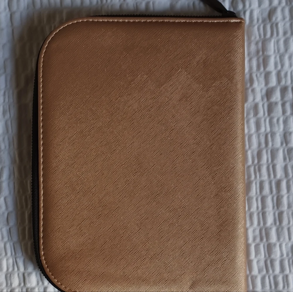 Halston Vegan Leather Gold Jewelry Case Travel Organizer